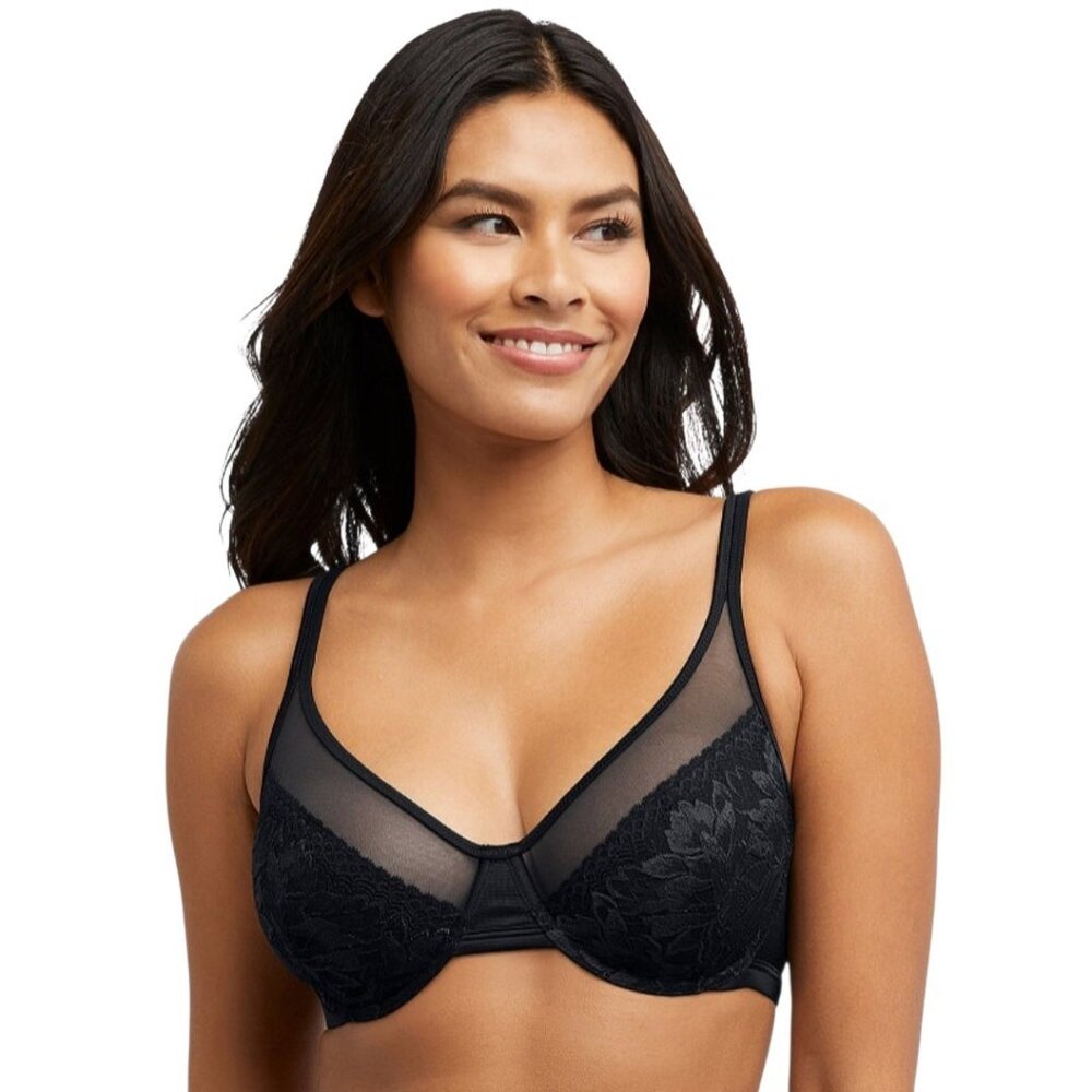 Bali Womens One Smooth U Lace Minimizer Bra DF3386 Black Size 38D NWT